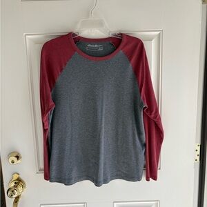 Eddie Bauer Gray and Red Raglan Shirt